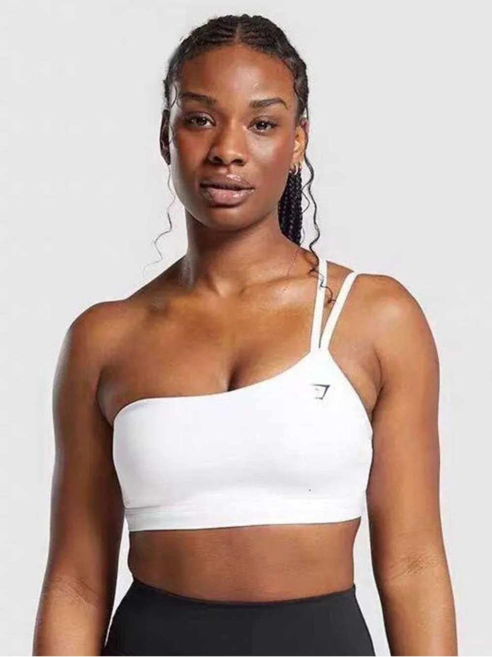 NWOT Gymshark One-Shoulder Sports Bra White, size XL